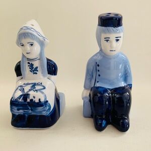 HOLLAND BLUE DELFT DUTCH BOY & GIRL SALT AND PEPPER SHAKERS